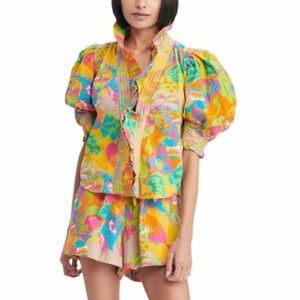 NEW! Love the Label Colorful Zuri shirt with Ramona Shorts Set Red Pink SZ S